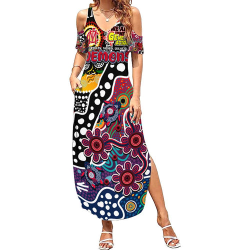 Personalised Demons AFL Celebrating 50 Years of Naidoc Summer Maxi Dress NAIDOC Week 2025 Aboriginal