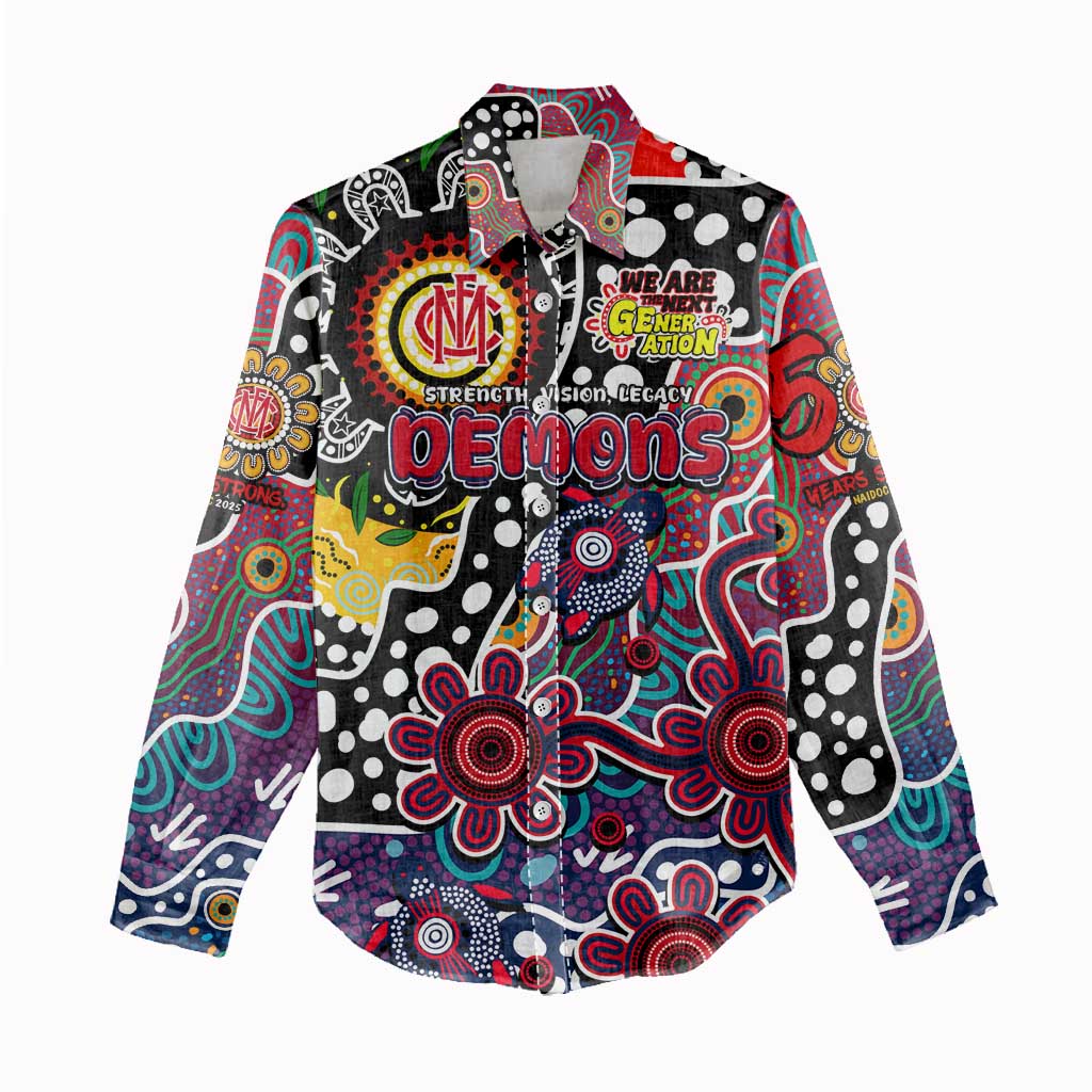 Personalised Demons AFL Celebrating 50 Years of Naidoc Women Casual Shirt NAIDOC Week 2025 Aboriginal