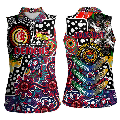 Personalised Demons AFL Celebrating 50 Years of Naidoc Women Sleeveless Polo Shirt NAIDOC Week 2025 Aboriginal