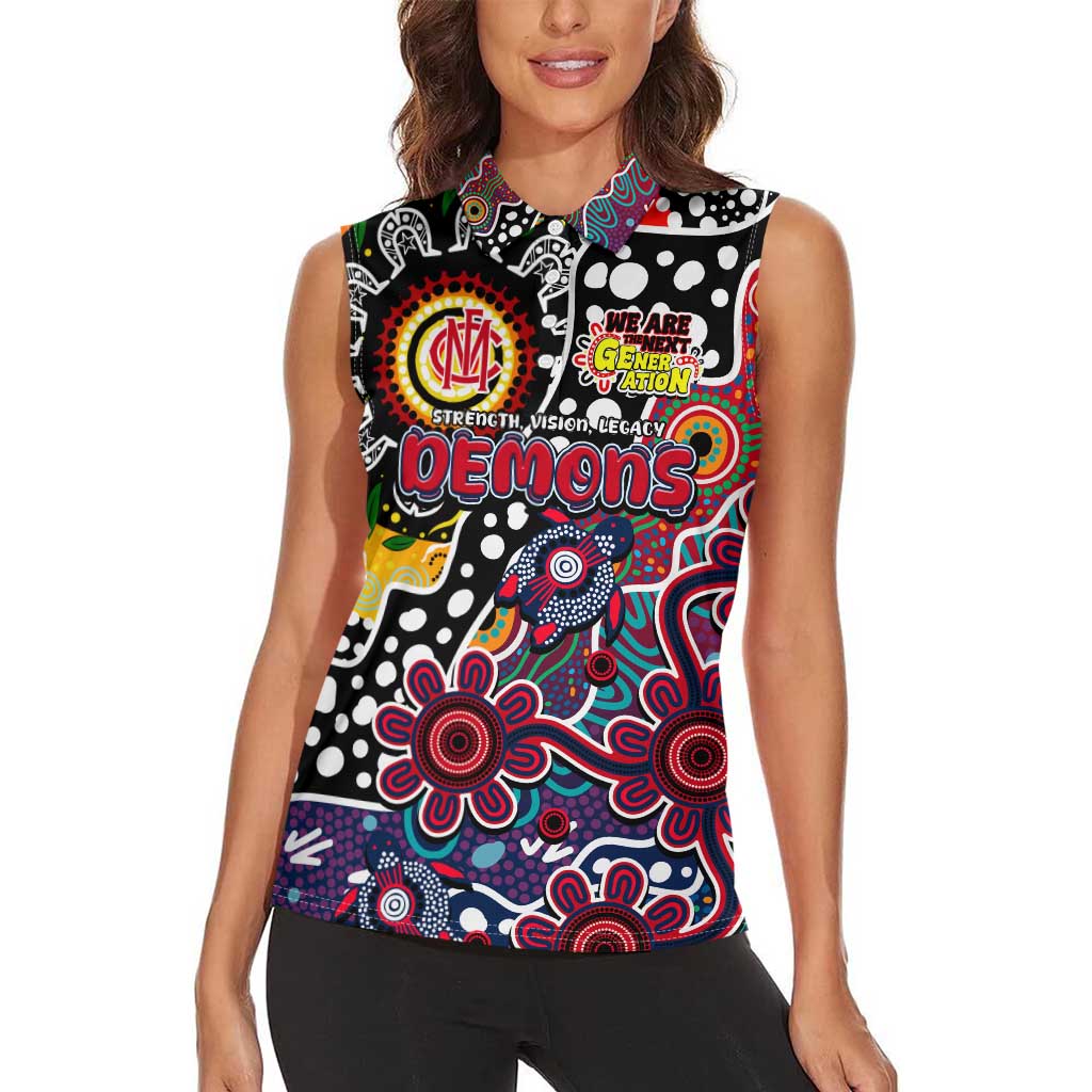 Personalised Demons AFL Celebrating 50 Years of Naidoc Women Sleeveless Polo Shirt NAIDOC Week 2025 Aboriginal