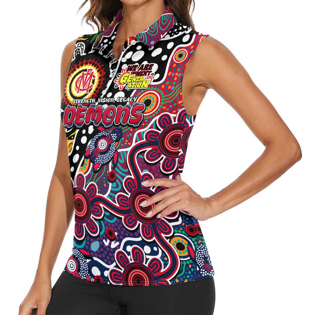 Personalised Demons AFL Celebrating 50 Years of Naidoc Women Sleeveless Polo Shirt NAIDOC Week 2025 Aboriginal