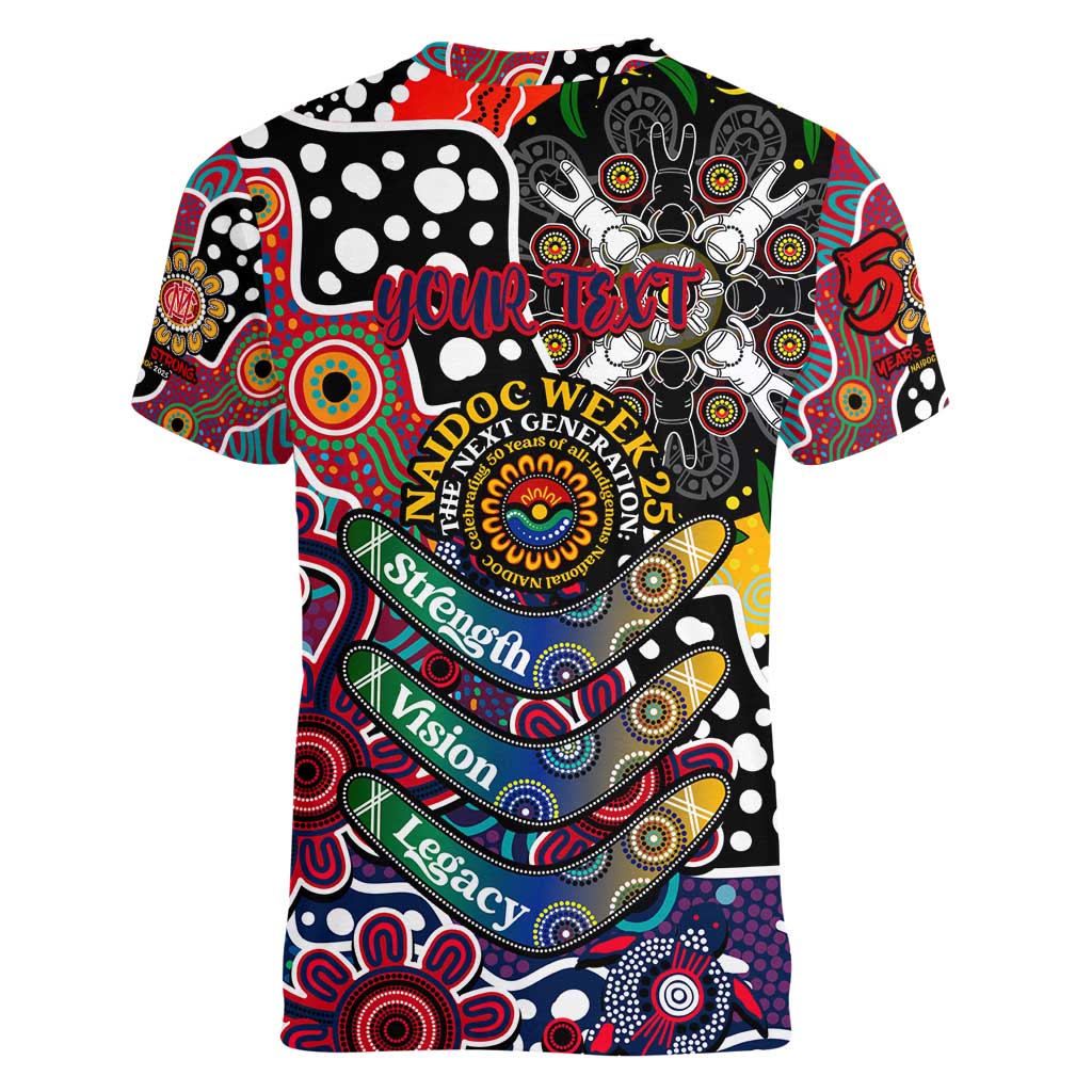 Personalised Demons AFL Celebrating 50 Years of Naidoc Women V-Neck T-Shirt NAIDOC Week 2025 Aboriginal