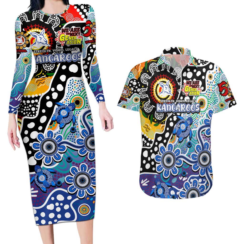 Personalised Kangaroos AFL Celebrating 50 Years of Naidoc Couples Matching Long Sleeve Bodycon Dress and Hawaiian Shirt NAIDOC Week 2025 Aboriginal
