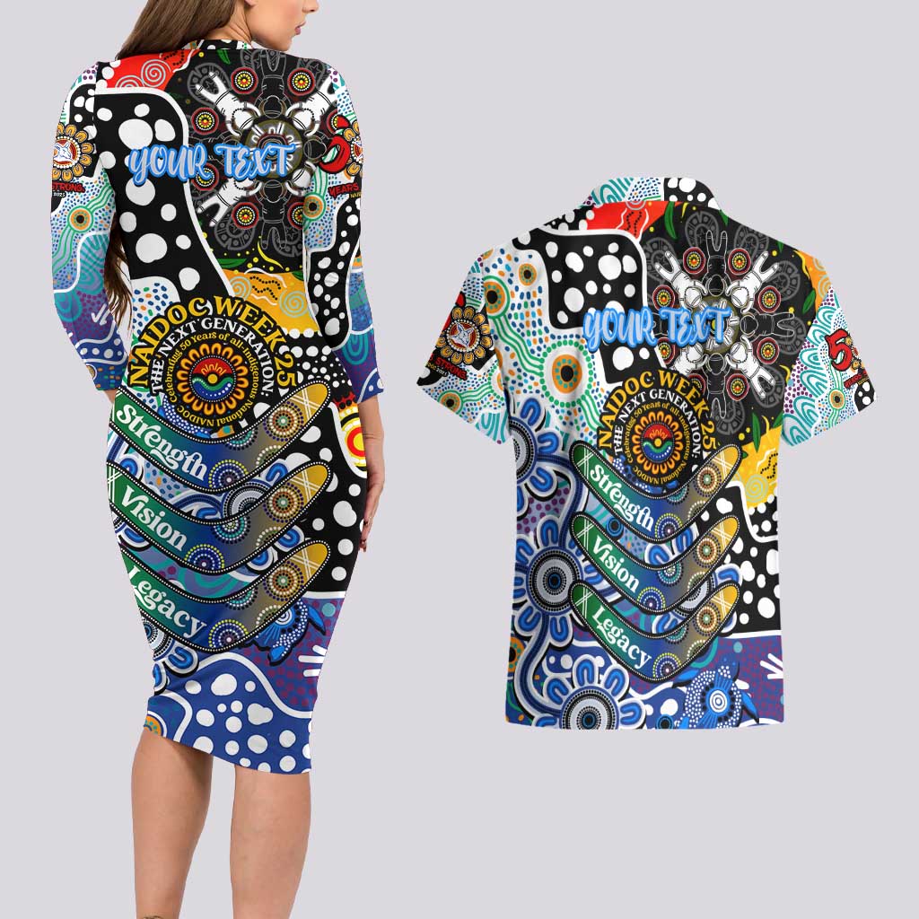 Personalised Kangaroos AFL Celebrating 50 Years of Naidoc Couples Matching Long Sleeve Bodycon Dress and Hawaiian Shirt NAIDOC Week 2025 Aboriginal