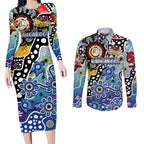 Personalised Kangaroos AFL Celebrating 50 Years of Naidoc Couples Matching Long Sleeve Bodycon Dress and Long Sleeve Button Shirt NAIDOC Week 2025 Aboriginal