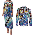 Personalised Kangaroos AFL Celebrating 50 Years of Naidoc Couples Matching Puletasi and Long Sleeve Button Shirt NAIDOC Week 2025 Aboriginal