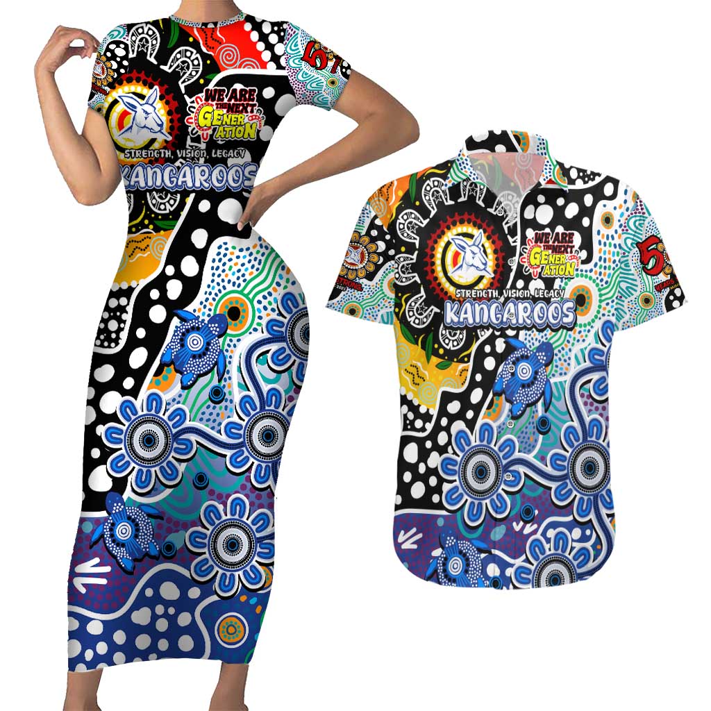 Personalised Kangaroos AFL Celebrating 50 Years of Naidoc Couples Matching Short Sleeve Bodycon Dress and Hawaiian Shirt NAIDOC Week 2025 Aboriginal