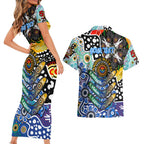 Personalised Kangaroos AFL Celebrating 50 Years of Naidoc Couples Matching Short Sleeve Bodycon Dress and Hawaiian Shirt NAIDOC Week 2025 Aboriginal