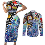 Personalised Kangaroos AFL Celebrating 50 Years of Naidoc Couples Matching Short Sleeve Bodycon Dress and Long Sleeve Button Shirt NAIDOC Week 2025 Aboriginal