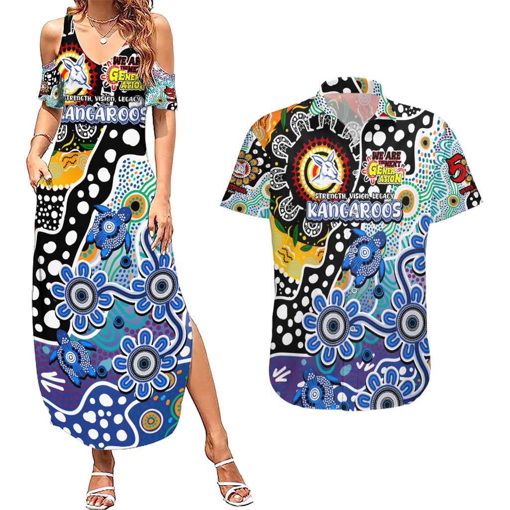 Personalised Kangaroos AFL Celebrating 50 Years of Naidoc Couples Matching Summer Maxi Dress and Hawaiian Shirt NAIDOC Week 2025 Aboriginal