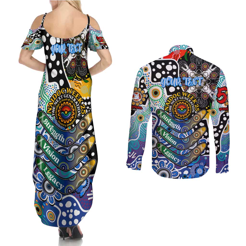 Personalised Kangaroos AFL Celebrating 50 Years of Naidoc Couples Matching Summer Maxi Dress and Long Sleeve Button Shirt NAIDOC Week 2025 Aboriginal