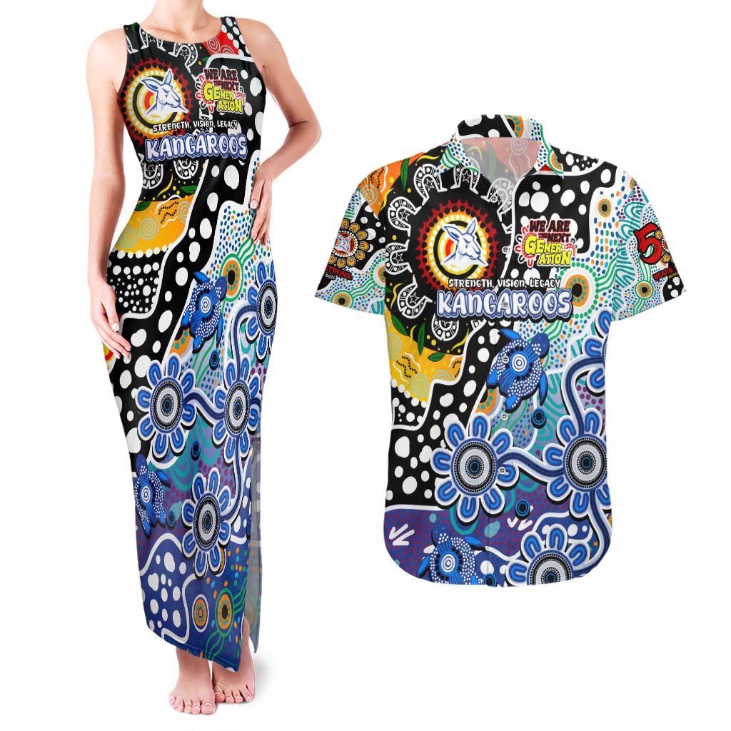 Personalised Kangaroos AFL Celebrating 50 Years of Naidoc Couples Matching Tank Maxi Dress and Hawaiian Shirt NAIDOC Week 2025 Aboriginal