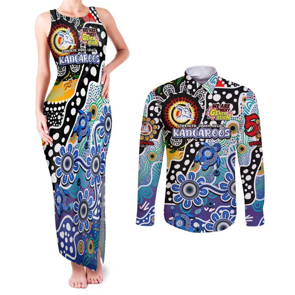 Personalised Kangaroos AFL Celebrating 50 Years of Naidoc Couples Matching Tank Maxi Dress and Long Sleeve Button Shirt NAIDOC Week 2025 Aboriginal