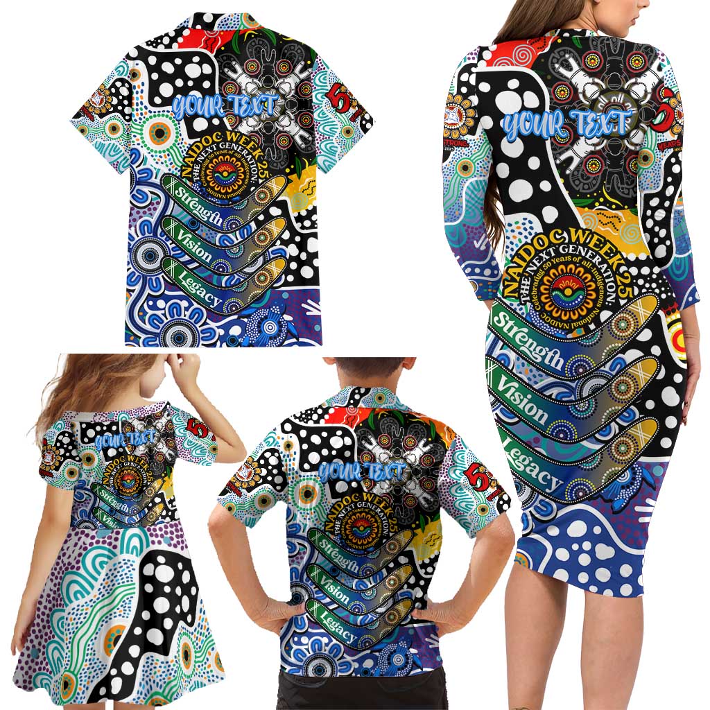 Personalised Kangaroos AFL Celebrating 50 Years of Naidoc Family Matching Long Sleeve Bodycon Dress and Hawaiian Shirt NAIDOC Week 2025 Aboriginal
