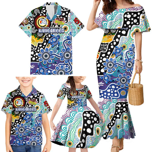 Personalised Kangaroos AFL Celebrating 50 Years of Naidoc Family Matching Mermaid Dress and Hawaiian Shirt NAIDOC Week 2025 Aboriginal
