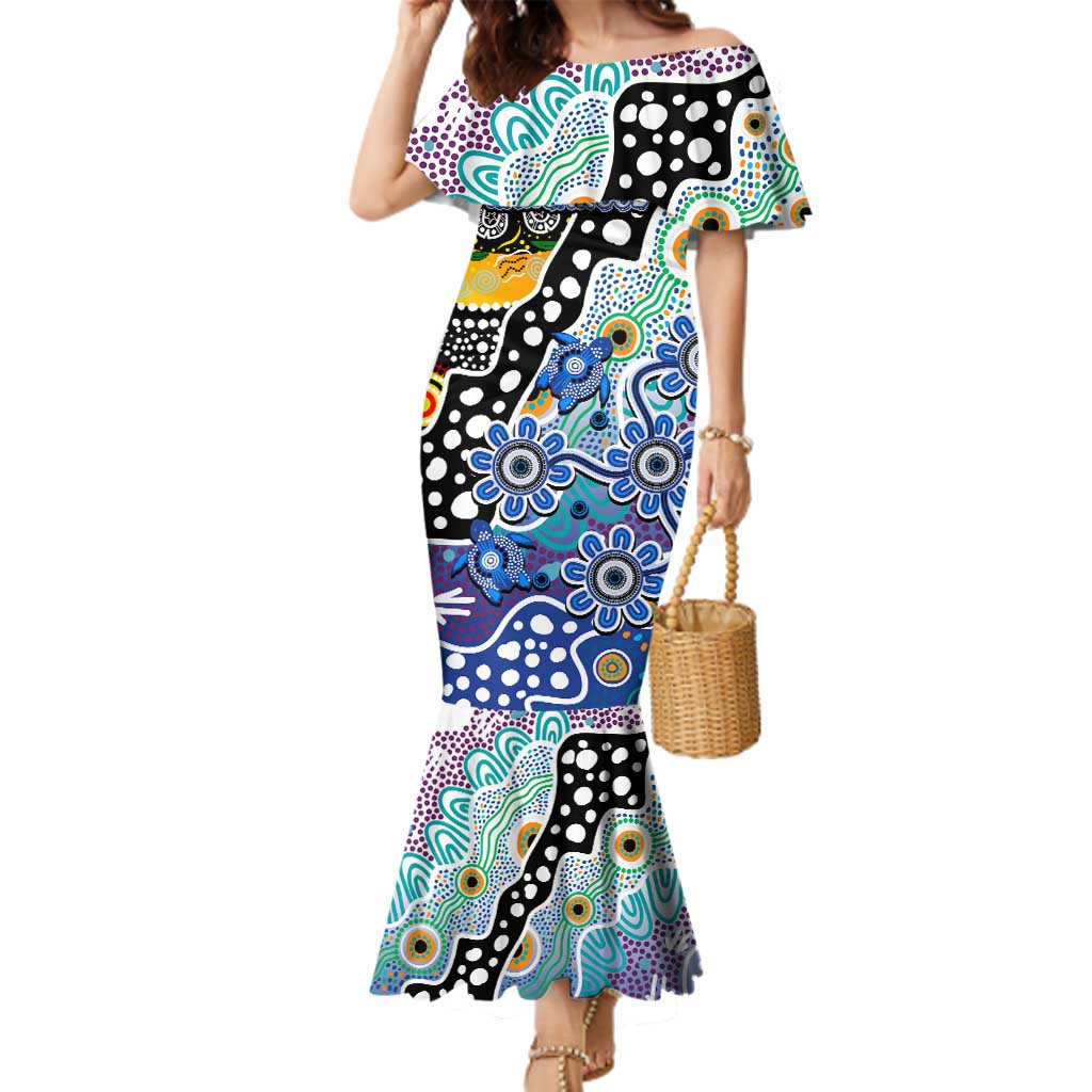 Personalised Kangaroos AFL Celebrating 50 Years of Naidoc Family Matching Mermaid Dress and Hawaiian Shirt NAIDOC Week 2025 Aboriginal