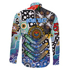 Personalised Kangaroos AFL Celebrating 50 Years of Naidoc Family Matching Off The Shoulder Long Sleeve Dress and Hawaiian Shirt NAIDOC Week 2025 Aboriginal