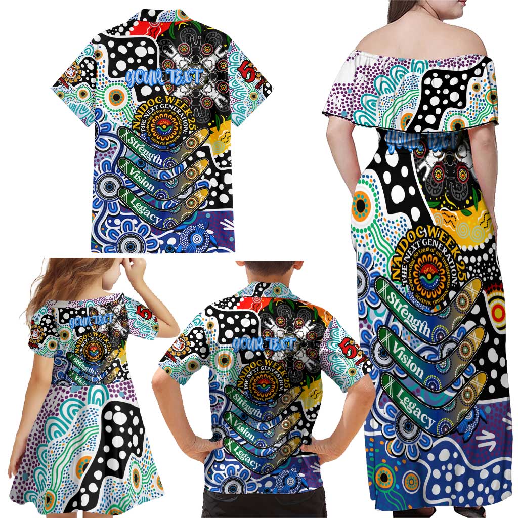 Personalised Kangaroos AFL Celebrating 50 Years of Naidoc Family Matching Off Shoulder Maxi Dress and Hawaiian Shirt NAIDOC Week 2025 Aboriginal