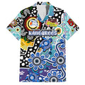 Personalised Kangaroos AFL Celebrating 50 Years of Naidoc Family Matching Off Shoulder Maxi Dress and Hawaiian Shirt NAIDOC Week 2025 Aboriginal