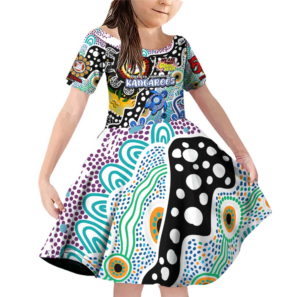 Personalised Kangaroos AFL Celebrating 50 Years of Naidoc Family Matching Off Shoulder Short Dress and Hawaiian Shirt NAIDOC Week 2025 Aboriginal