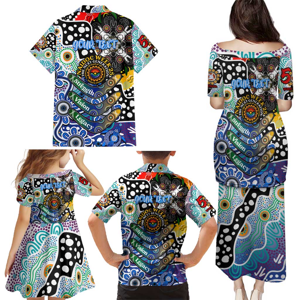 Personalised Kangaroos AFL Celebrating 50 Years of Naidoc Family Matching Puletasi and Hawaiian Shirt NAIDOC Week 2025 Aboriginal