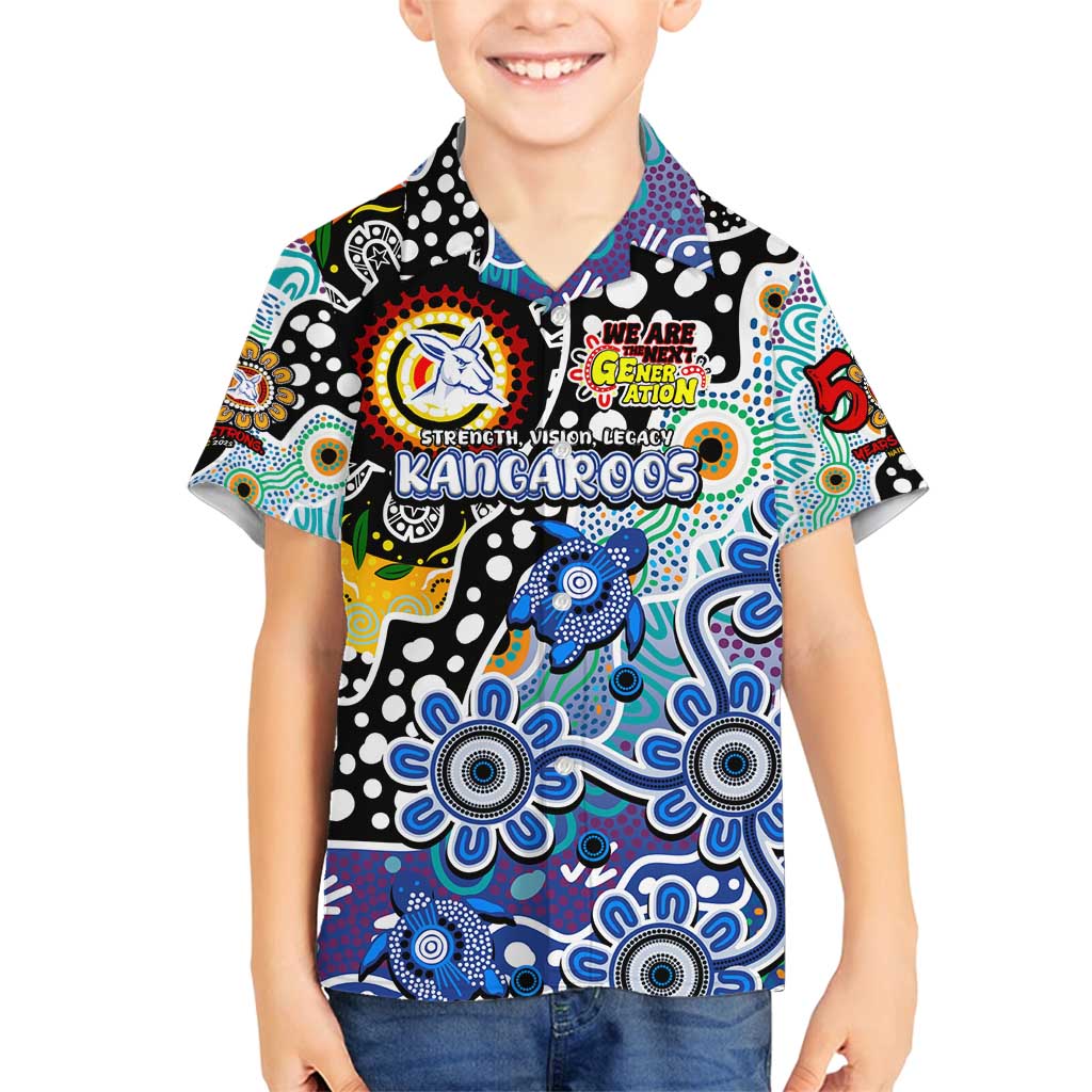 Personalised Kangaroos AFL Celebrating 50 Years of Naidoc Family Matching Puletasi and Hawaiian Shirt NAIDOC Week 2025 Aboriginal