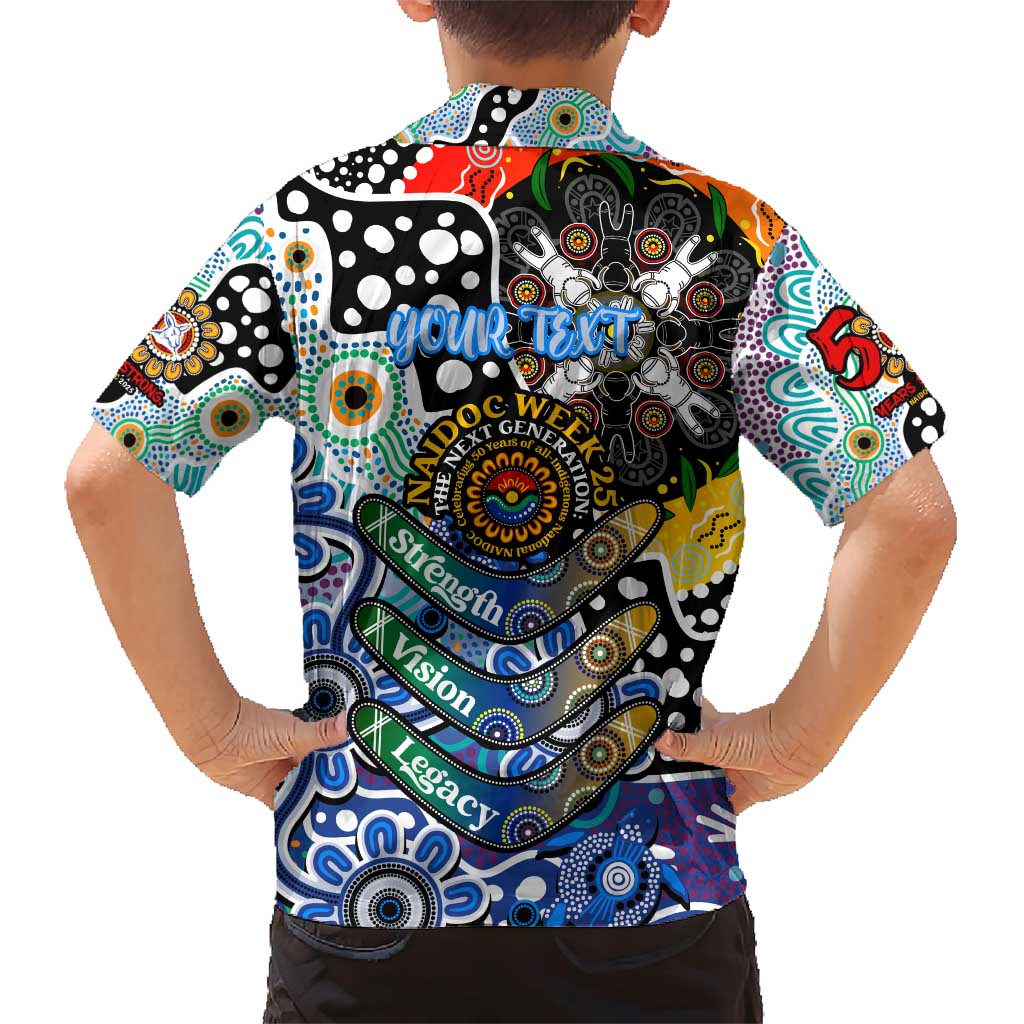 Personalised Kangaroos AFL Celebrating 50 Years of Naidoc Family Matching Short Sleeve Bodycon Dress and Hawaiian Shirt NAIDOC Week 2025 Aboriginal