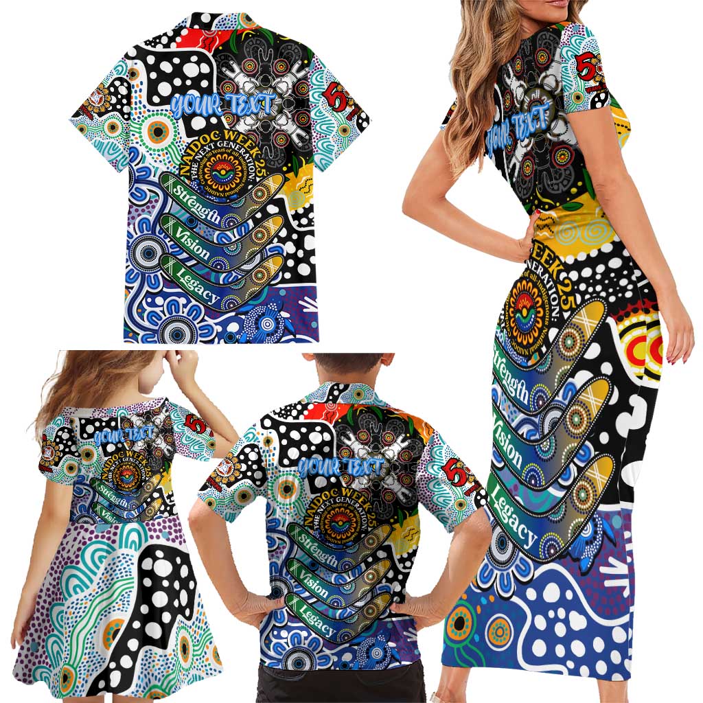 Personalised Kangaroos AFL Celebrating 50 Years of Naidoc Family Matching Short Sleeve Bodycon Dress and Hawaiian Shirt NAIDOC Week 2025 Aboriginal