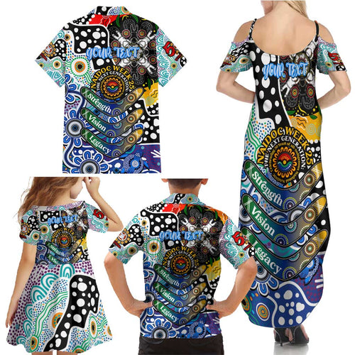 Personalised Kangaroos AFL Celebrating 50 Years of Naidoc Family Matching Summer Maxi Dress and Hawaiian Shirt NAIDOC Week 2025 Aboriginal