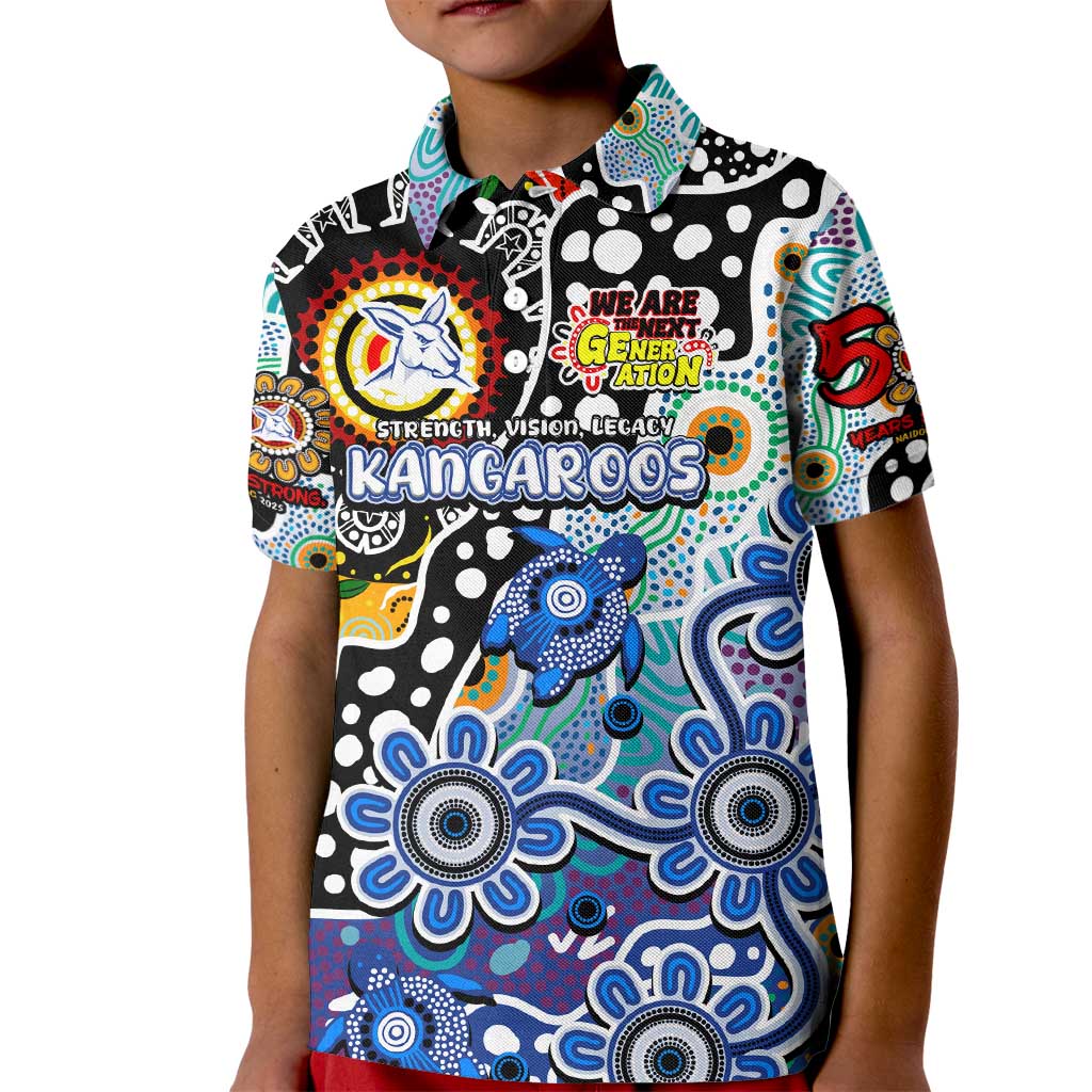 Personalised Kangaroos AFL Celebrating 50 Years of Naidoc Kid Polo Shirt NAIDOC Week 2025 Aboriginal