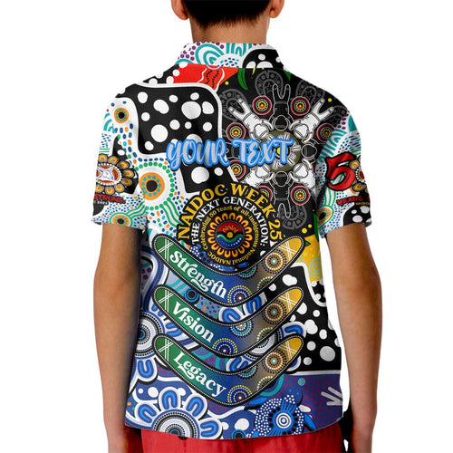 Personalised Kangaroos AFL Celebrating 50 Years of Naidoc Kid Polo Shirt NAIDOC Week 2025 Aboriginal