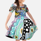 Personalised Kangaroos AFL Celebrating 50 Years of Naidoc Kid Short Sleeve Dress NAIDOC Week 2025 Aboriginal