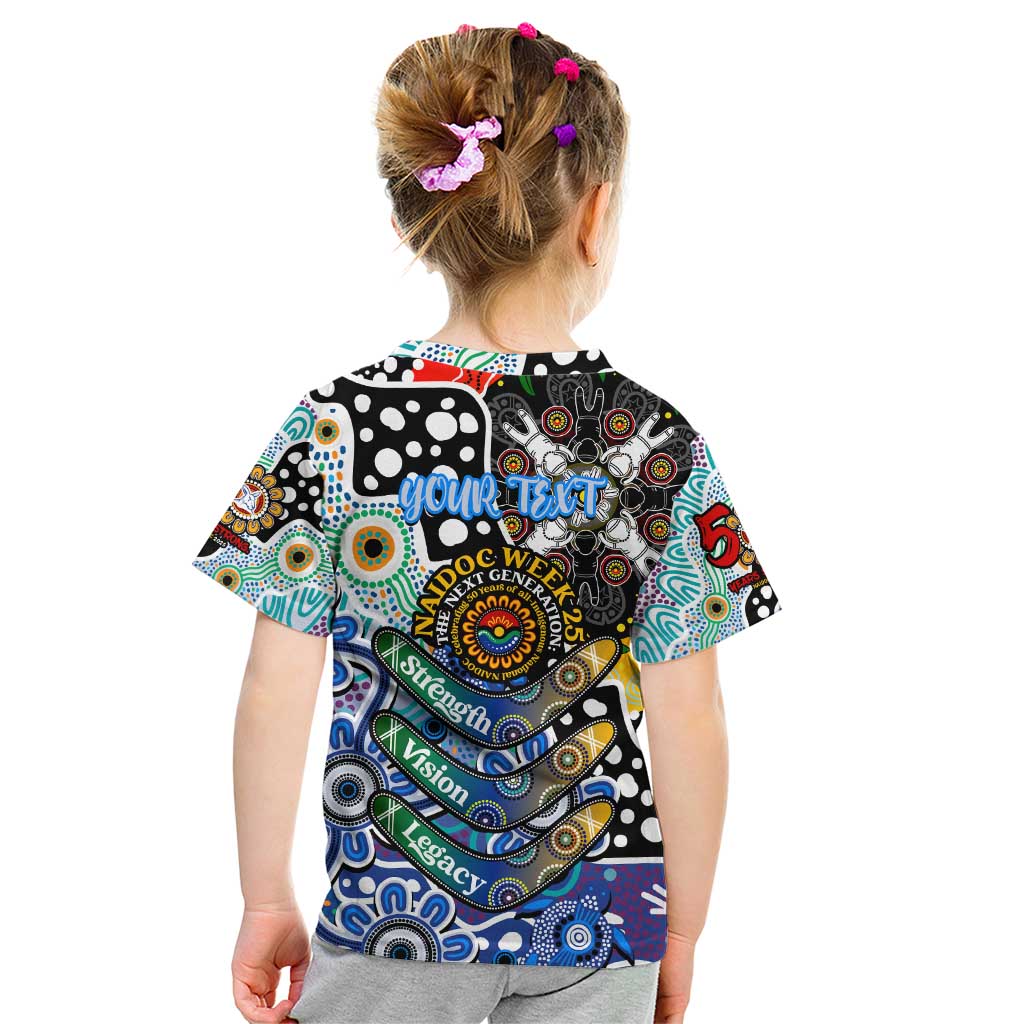 Personalised Kangaroos AFL Celebrating 50 Years of Naidoc Kid T Shirt NAIDOC Week 2025 Aboriginal