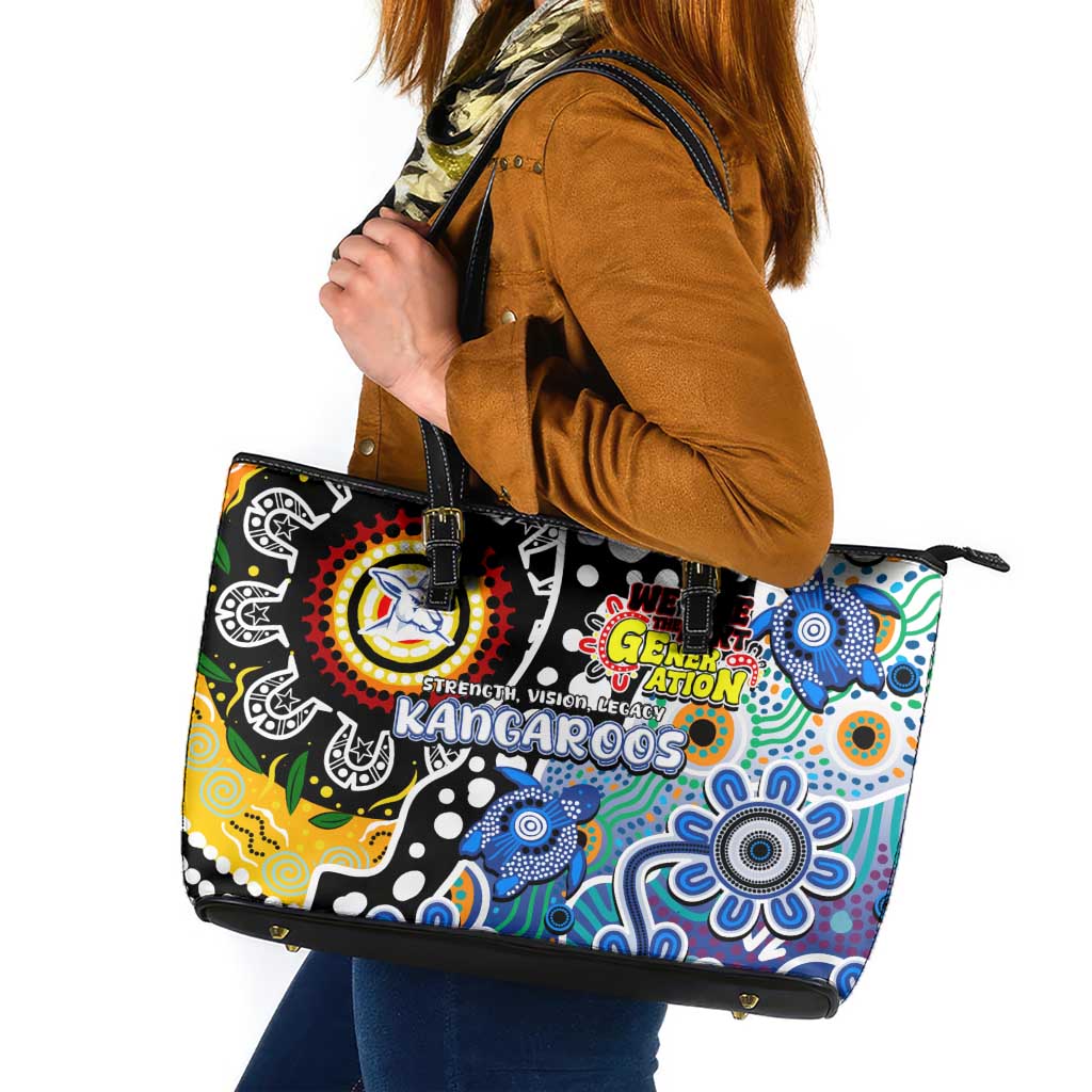 Kangaroos AFL Celebrating 50 Years of Naidoc Leather Tote Bag NAIDOC Week 2025 Aboriginal