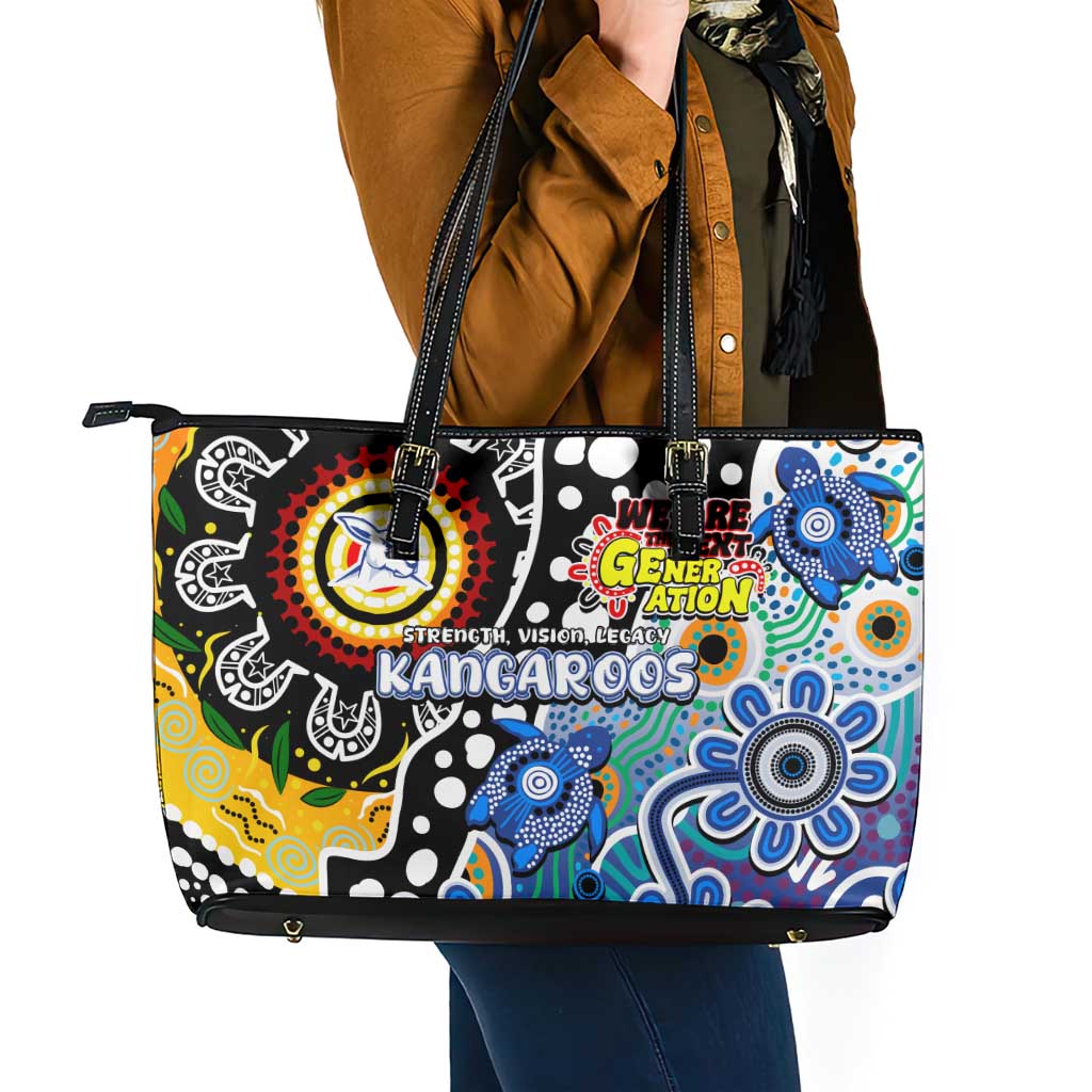 Kangaroos AFL Celebrating 50 Years of Naidoc Leather Tote Bag NAIDOC Week 2025 Aboriginal