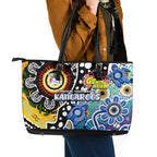 Kangaroos AFL Celebrating 50 Years of Naidoc Leather Tote Bag NAIDOC Week 2025 Aboriginal
