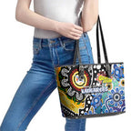 Kangaroos AFL Celebrating 50 Years of Naidoc Leather Tote Bag NAIDOC Week 2025 Aboriginal