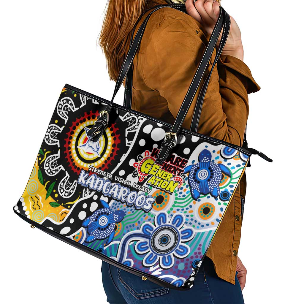 Kangaroos AFL Celebrating 50 Years of Naidoc Leather Tote Bag NAIDOC Week 2025 Aboriginal