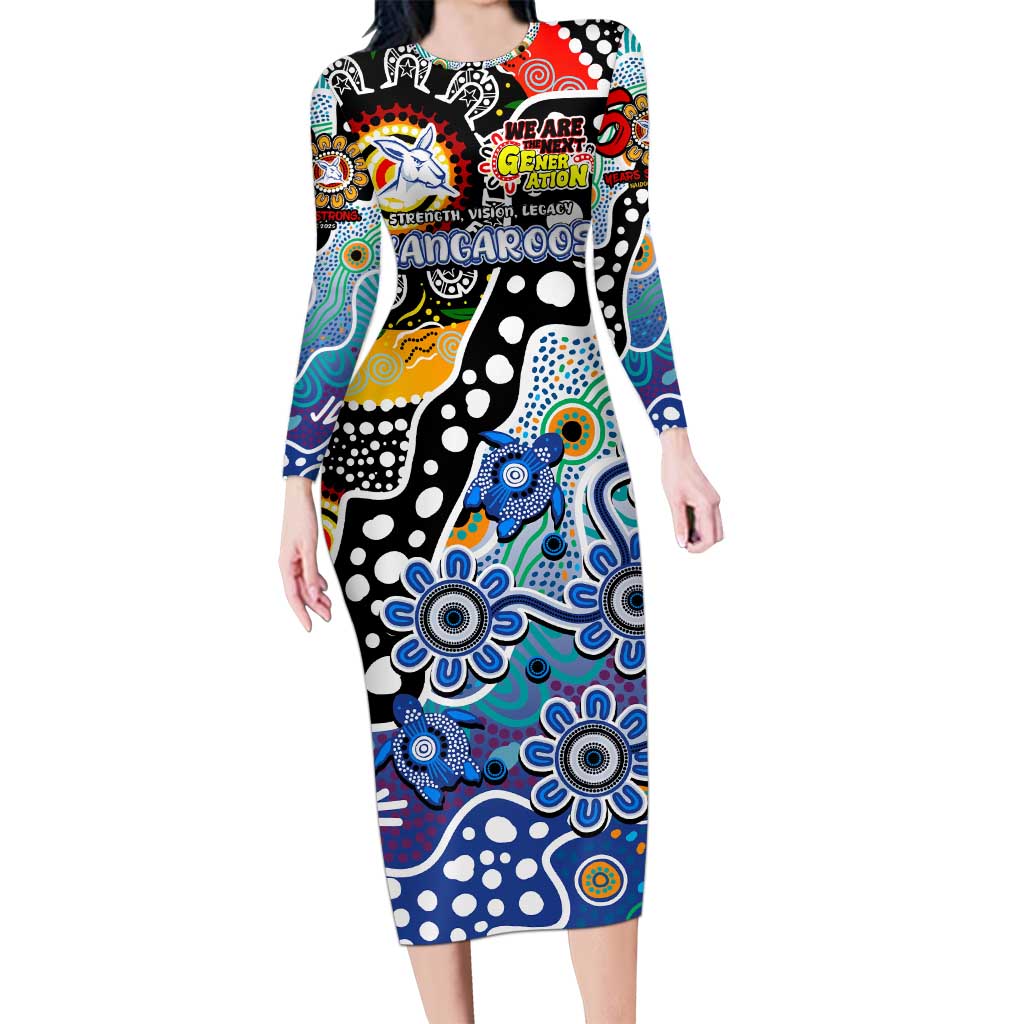 Personalised Kangaroos AFL Celebrating 50 Years of Naidoc Long Sleeve Bodycon Dress NAIDOC Week 2025 Aboriginal