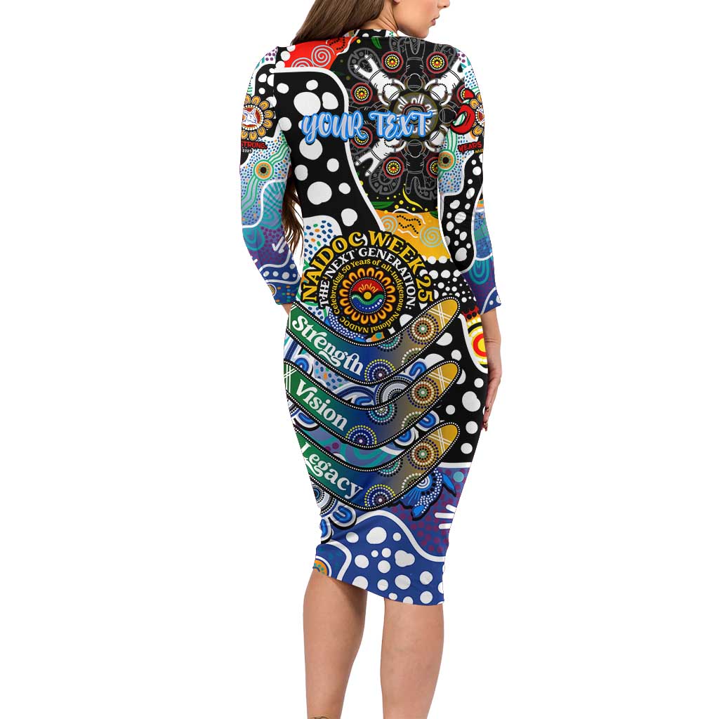 Personalised Kangaroos AFL Celebrating 50 Years of Naidoc Long Sleeve Bodycon Dress NAIDOC Week 2025 Aboriginal