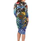 Personalised Kangaroos AFL Celebrating 50 Years of Naidoc Long Sleeve Bodycon Dress NAIDOC Week 2025 Aboriginal