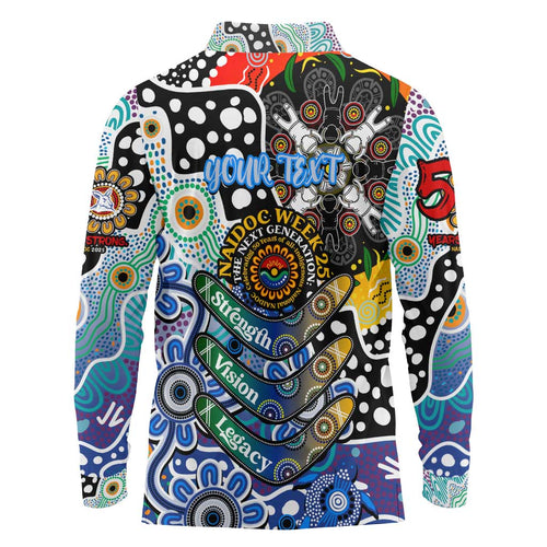 Personalised Kangaroos AFL Celebrating 50 Years of Naidoc Long Sleeve Polo Shirt NAIDOC Week 2025 Aboriginal
