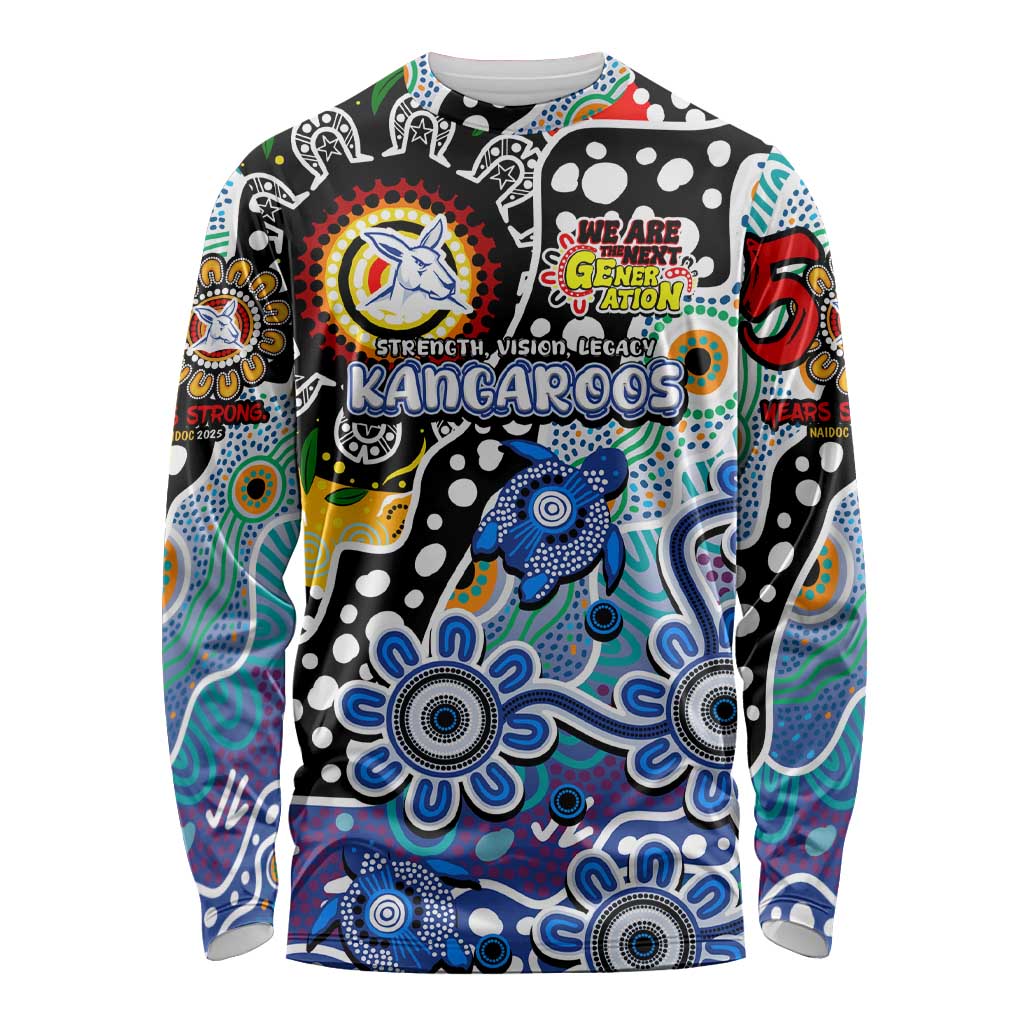 Personalised Kangaroos AFL Celebrating 50 Years of Naidoc Long Sleeve Shirt NAIDOC Week 2025 Aboriginal