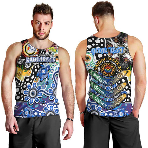 Personalised Kangaroos AFL Celebrating 50 Years of Naidoc Men Tank Top NAIDOC Week 2025 Aboriginal