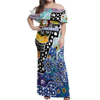 Personalised Kangaroos AFL Celebrating 50 Years of Naidoc Off Shoulder Maxi Dress NAIDOC Week 2025 Aboriginal