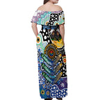 Personalised Kangaroos AFL Celebrating 50 Years of Naidoc Off Shoulder Maxi Dress NAIDOC Week 2025 Aboriginal