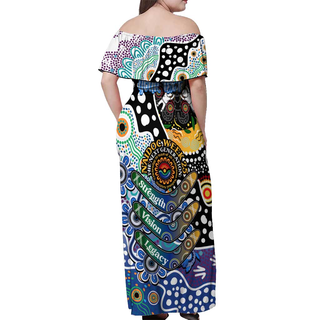 Personalised Kangaroos AFL Celebrating 50 Years of Naidoc Off Shoulder Maxi Dress NAIDOC Week 2025 Aboriginal