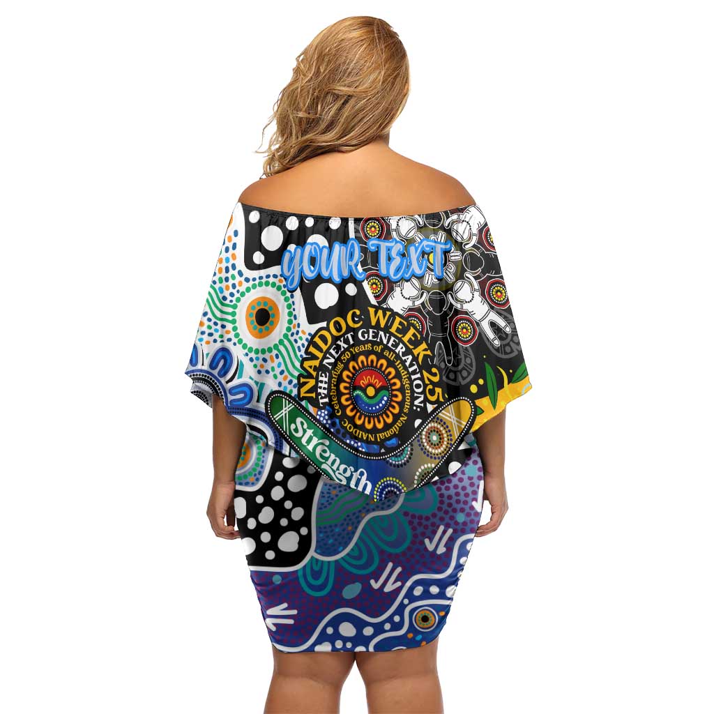 Personalised Kangaroos AFL Celebrating 50 Years of Naidoc Off Shoulder Short Dress NAIDOC Week 2025 Aboriginal