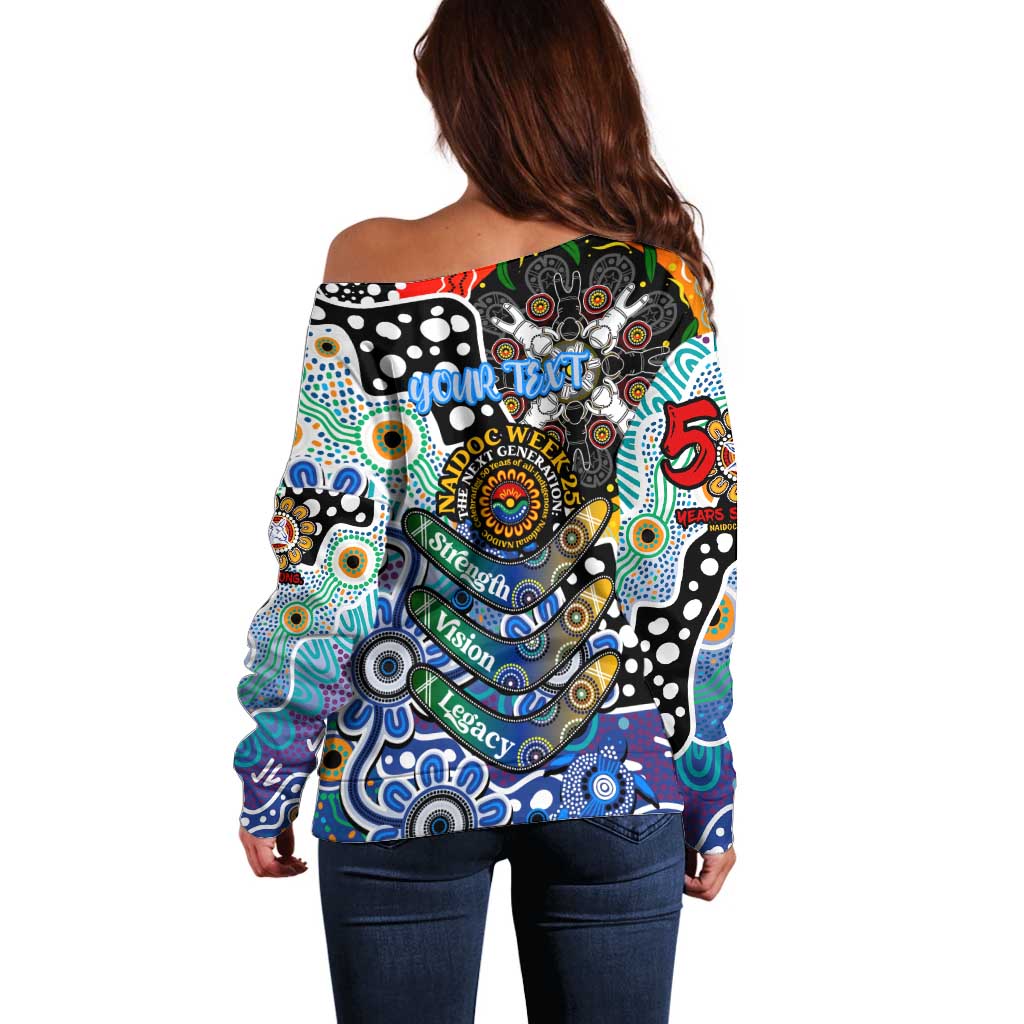 Personalised Kangaroos AFL Celebrating 50 Years of Naidoc Off Shoulder Sweater NAIDOC Week 2025 Aboriginal