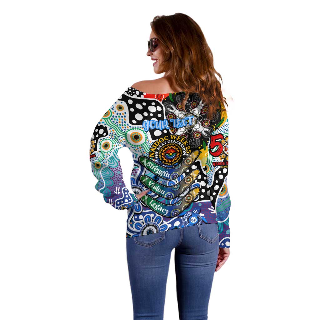 Personalised Kangaroos AFL Celebrating 50 Years of Naidoc Off Shoulder Sweater NAIDOC Week 2025 Aboriginal